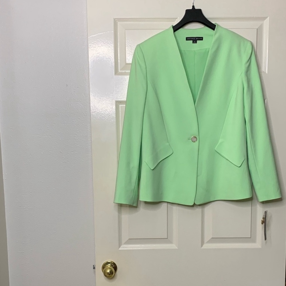 ANTONIO MELANI lime green blazer EUC sz 12 jacket Barbiecore - Picture 3 of 3